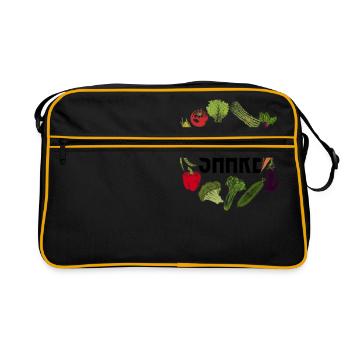 Foodsharing Kein Essen Verschwenden Vegan Geschenk - Retro Tasche - Schwarz/Gold - Vorne