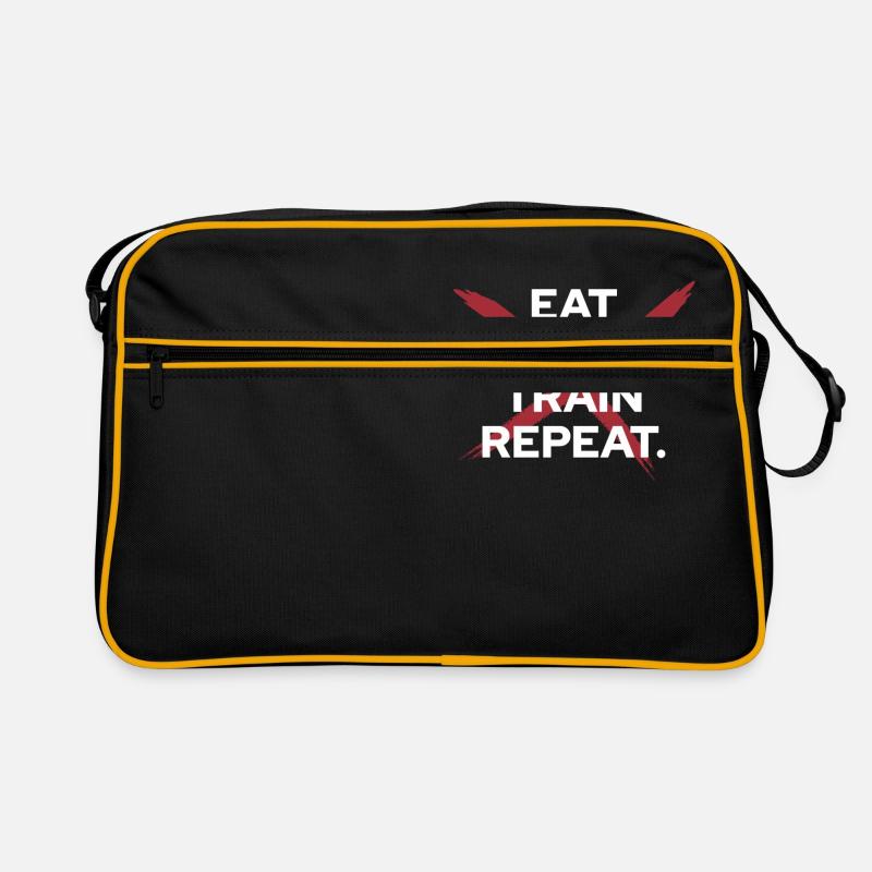 Eat Sleep Train Repeat - Training Motivation - Retro Tasche - Schwarz/Gold