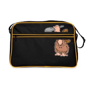 Stone Age man with club - Retro Bag - black/gold - Front
