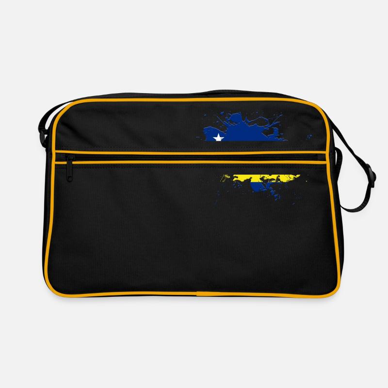 Curaçao Flagge als Farbklecks - Retro Tasche - Schwarz/Gold