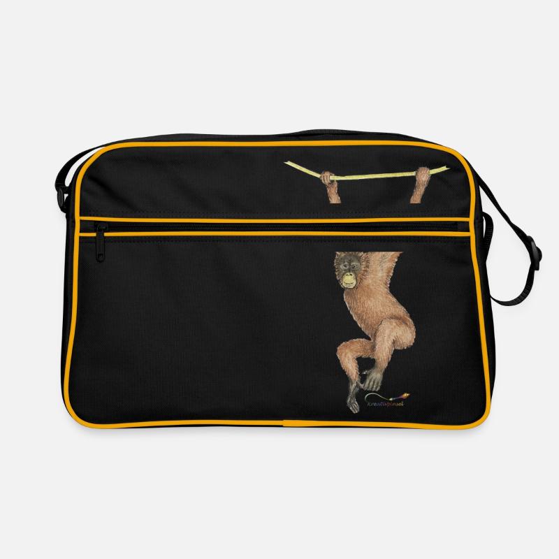 Orang-outan, un singe de la forêt tropicale - Sac Retro - noir/or