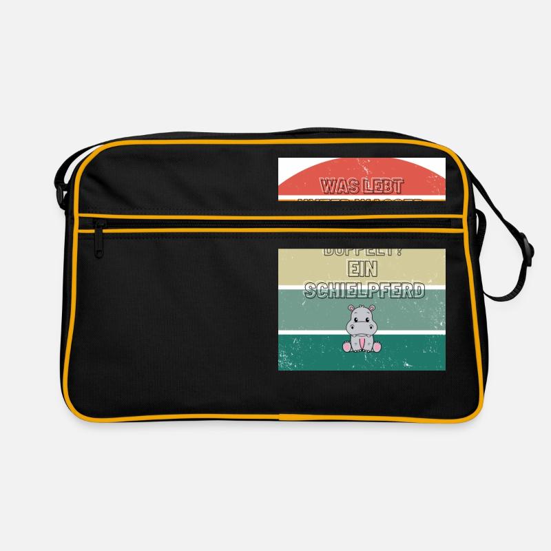 Retro Nilpferd - Retro Tasche - Schwarz/Gold
