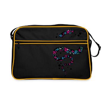 Black beautiful snake with pattern gift - Retro Bag - black/gold - Front