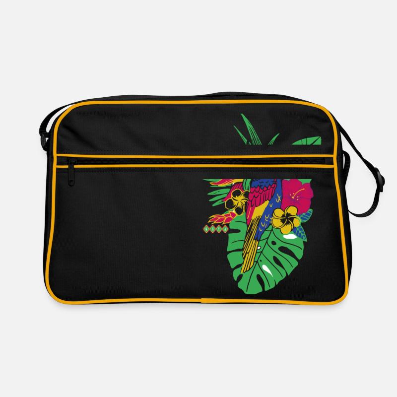 gaya fleur perroquet - Sac Retro - noir/or
