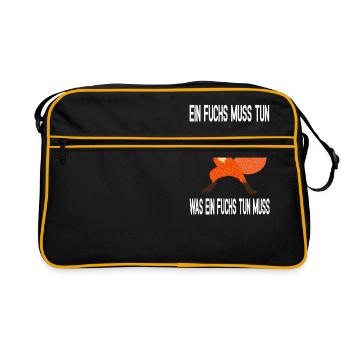Einfuchs muss tun was ein Fuchs tun muss - Retro Tasche - Schwarz/Gold - Vorne