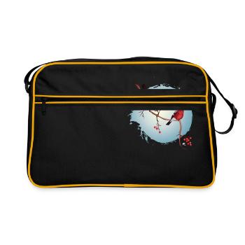 Une paire de bouvreuils sur une branche avec des baies - Sac Retro - noir/or - Devant
