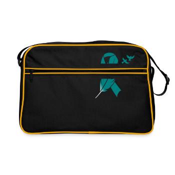 Ruban de sensibilisation au cancer de l'ovaire - bleu sarcelle - Sac Retro - noir/or - Devant