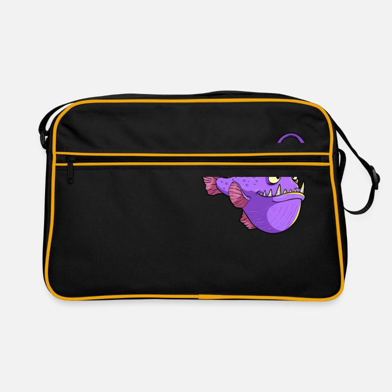 Fisch mit Taschenlampe - Retro Tasche - Schwarz/Gold