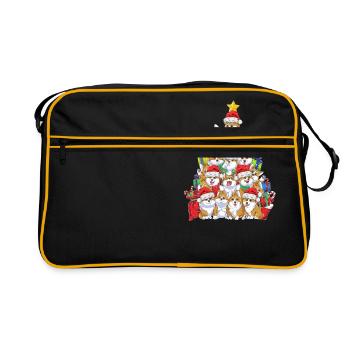 Funny Corgi Christmas Tree Christmas Gift - Retro Bag - black/gold - Front