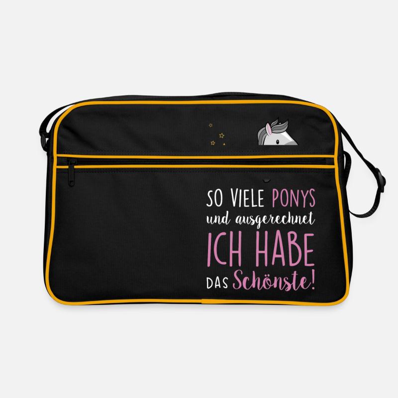So viele Ponys - Retro Tasche - Schwarz/Gold