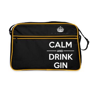 Drinks Keep calm Gin - Retro Tasche - Schwarz/Gold - Vorne