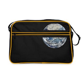 planet erde - Retro Tasche - Schwarz/Gold - Vorne