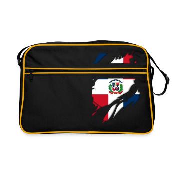 Dominican Republic flag torn motif - Retro Bag - black/gold - Front