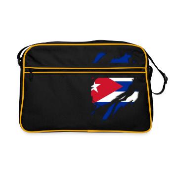 Motif déchiré du drapeau de Cuba - Sac Retro - noir/or - Devant