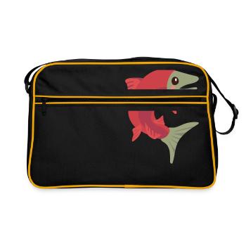 Lachs - Retro Tasche - Schwarz/Gold - Vorne