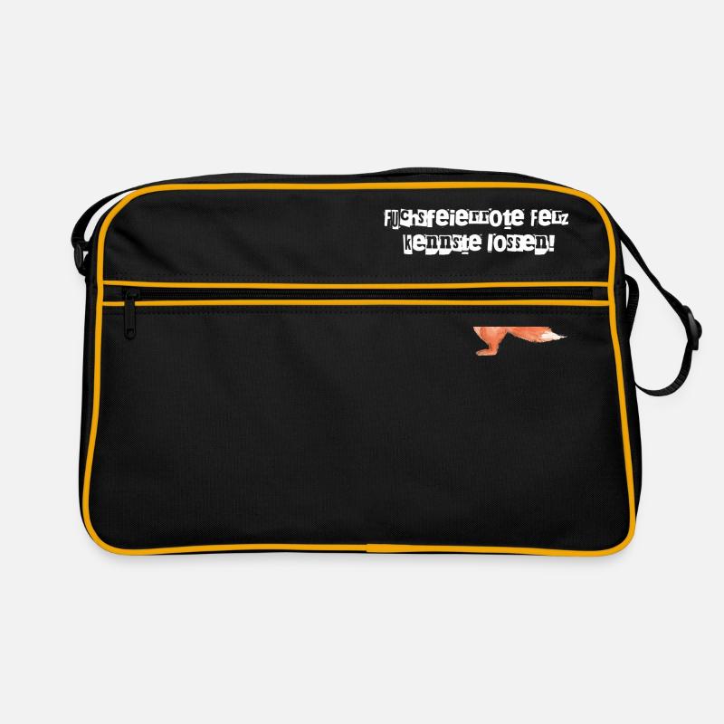 Fuchsfeierrote Ferz... weiße Schrift - Retro Tasche - Schwarz/Gold