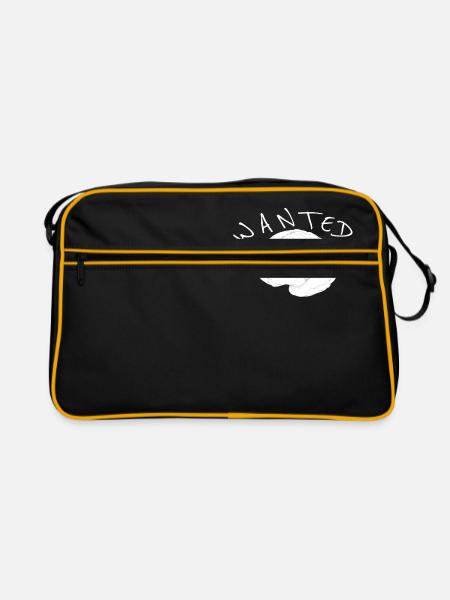 Brain Wanted White Drawing - Retro Bag - black/gold - Front
