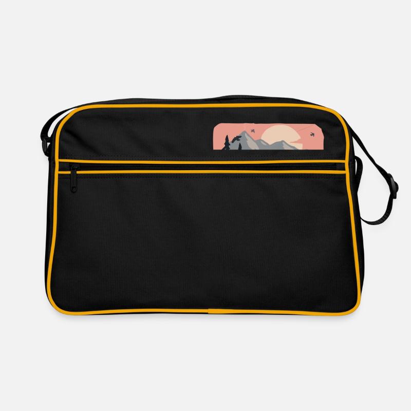Ziege in den Bergen - Retro Tasche - Schwarz/Gold