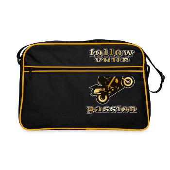 follow your passion motocycle wheeling - Retro Bag - black/gold - Front