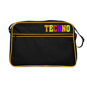 Techno Vibes - Retro Tasche - Schwarz/Gold - Vorne