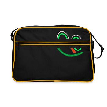 Lachmucki der kleine - Retro Tasche - Schwarz/Gold - Vorne