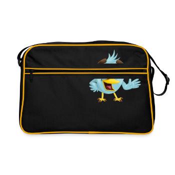 Drôle d’oiseau bleu, idée de cadeau - Sac Retro - noir/or - Devant