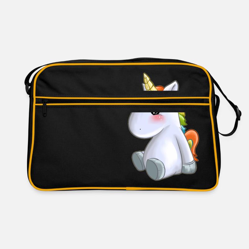 süßes Einhorn bunte Mähne - Retro Tasche - Schwarz/Gold