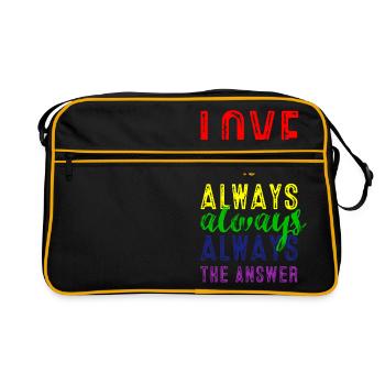 L'amour est toujours la réponse! - Sac Retro - noir/or - Devant