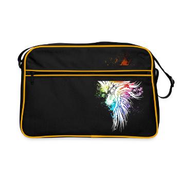 Raven rainbow blobs white - Retro Bag - black/gold - Front