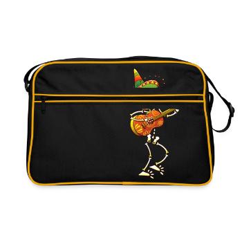 Squelette mexicain jouant la guitare - Sac Retro - noir/or - Devant