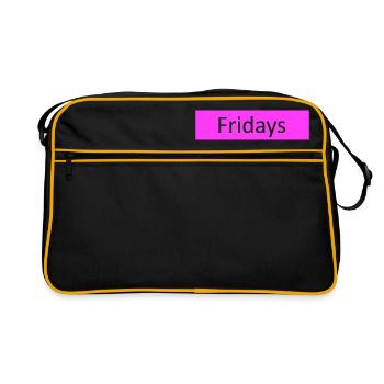 Fridays for Future Slogan pink - Retro Tasche - Schwarz/Gold - Vorne