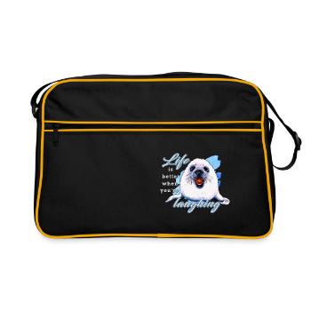 Sceau qui rit Oeuvre de Yolo - Sac Retro - noir/or - Devant