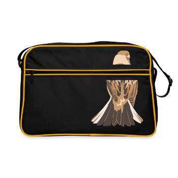 Bruant des roseaux logo - Sac Retro - noir/or - Devant
