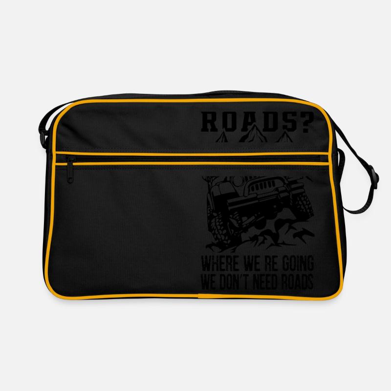 Where We Re Going We Don't Need Roads - Retro Tasche - Schwarz/Gold