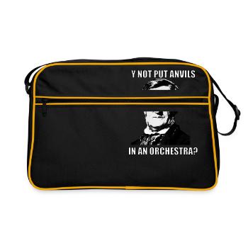 Classical Music Meme Wagner "Put Anvils" - Retro Bag - black/gold - Front