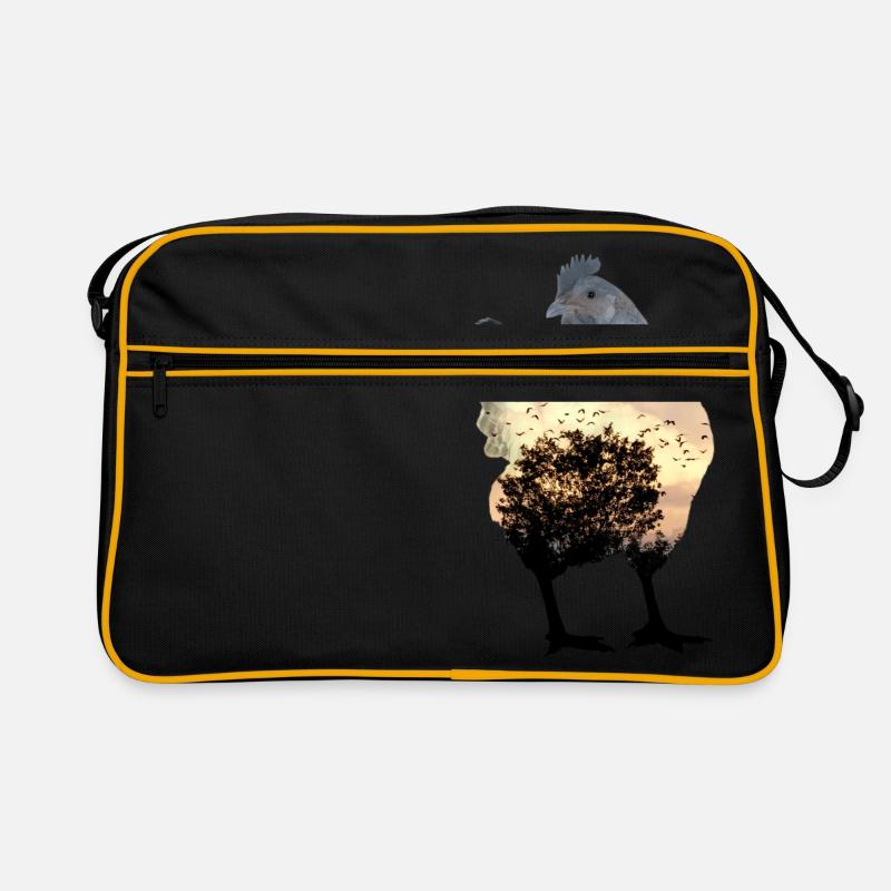Hühnchen - Retro Tasche - Schwarz/Gold