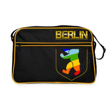 Berliner Bär Wappen - Retro Tasche - Schwarz/Gold - Vorne