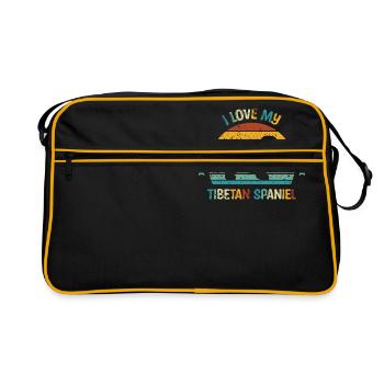 Tibetischer Spaniel - Retro Tasche - Schwarz/Gold - Vorne