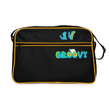 Retro Vibes Flower Power - Sac Retro - noir/or - Devant