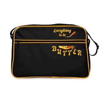 Alles in Butter - everything is in butter - Retro Tasche - Schwarz/Gold - Vorne