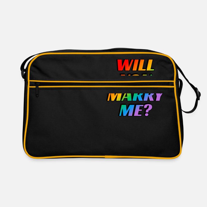 Willst du mich heiraten Homo-Ehe Regenbogen Retro Tasche