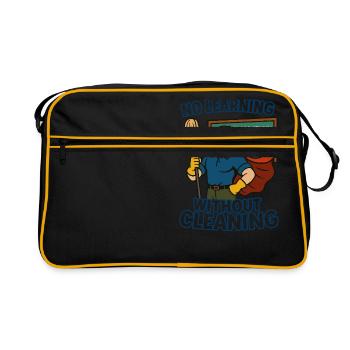 Learning without cleanliness – superhero - Retro Bag - black/gold - Front