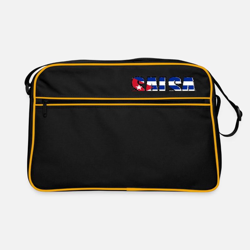 Salsa cubana avec le drapeau de Cuba - Sac Retro - noir/or