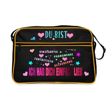 Du bist wunderbar - Retro Tasche - Schwarz/Gold - Vorne