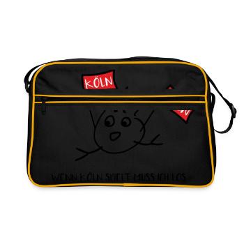 Wenn Köln spielt muss ich los - Retro Tasche - Schwarz/Gold - Vorne