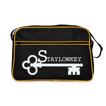Zurückhaltende Illustration - Retro Tasche - Schwarz/Gold - Vorne