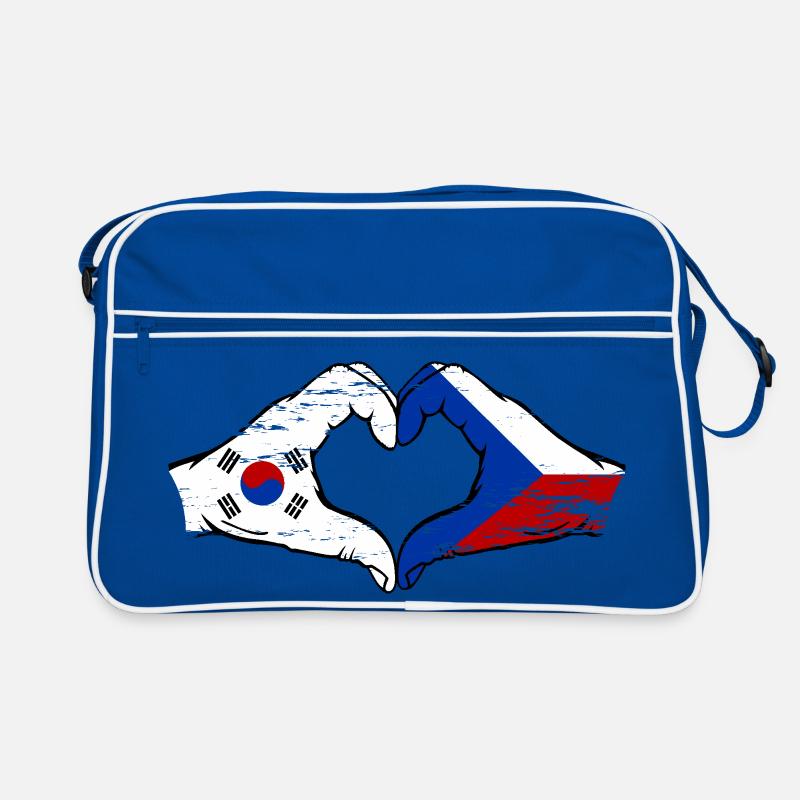 Corée du Sud République tchèque drapeau mains coeur forme utilisé Sac Retro