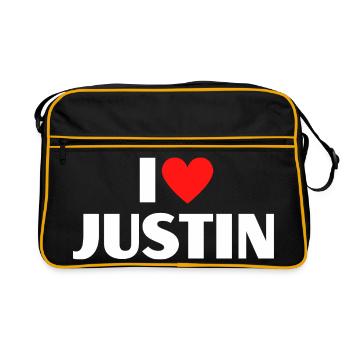 J’aime Justin Red Heart Romantique Nom Fan - Sac Retro - noir/or - Devant