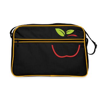 Apfel - Retro Tasche - Schwarz/Gold - Vorne