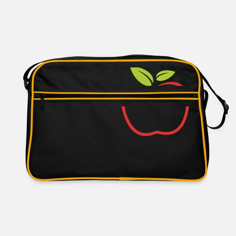 Apfel - Retro Tasche - Schwarz/Gold